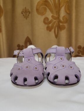 Vtg Buster Brown Lavender Suede Baby Shoes